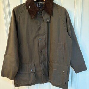 Barbour Brown Waxed Cotton Jacket with Dark Brown Corduroy Collar